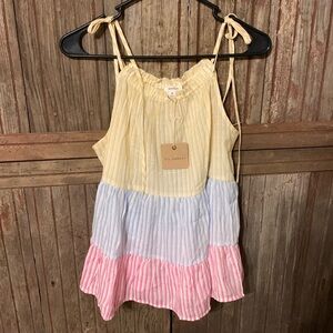 Womens Junior NWT Blu Pepper Tiered Stripes Longline Summer Lightweight Tank Top